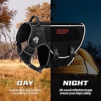 Vista 2 de Arnés táctico para perro, arnés para perro sin tirones, chaleco militar para perro con clips de metal ajustables, arnés reflectante para perros