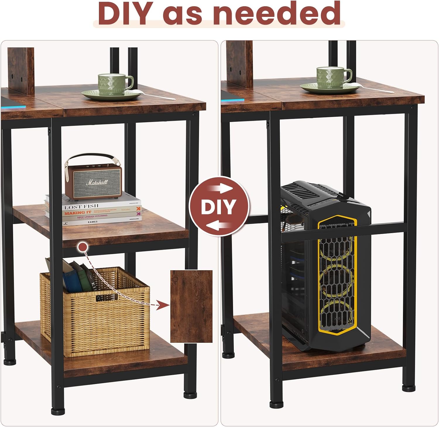 Dripex Computer Desk Flexible Shelf Configuration