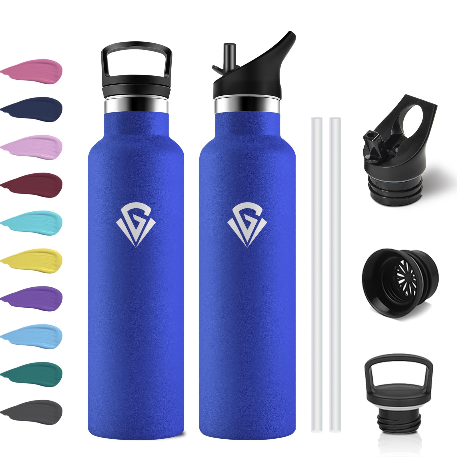 Borraccia Termica 750ml, Borraccia con Cannuccia, senza BPA, Termos a Doppia Parete, Riutilizzabile, Facile da Pulire, a Prova di Perdite, Borracce per Uffici, Palestra, Viaggio, Campeggio, Gym