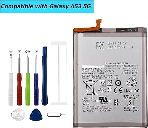 Miniatura 3 de EB-BA336ABY - Batería de repuesto para Samsung Galaxy A53 5G SM-A536 SM-A536U SM-A536U1 SM-A5360 SM-A536B SM-A536W SM-A536N SM-S536DL con kit de