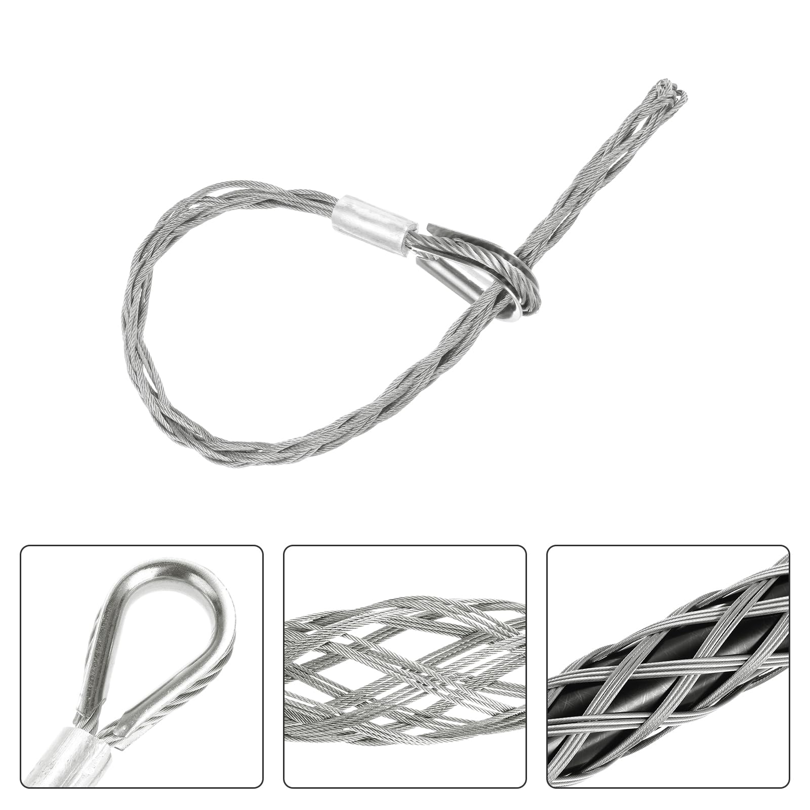 QUARKZMAN 13-18mm OD Câble Chaussettes de Tirage Grip 0.59M Simple Tête Côté Tirage Fil Maille Puller Chaussettes Grip Outils de Tirage de Fil en Acier Inoxydable