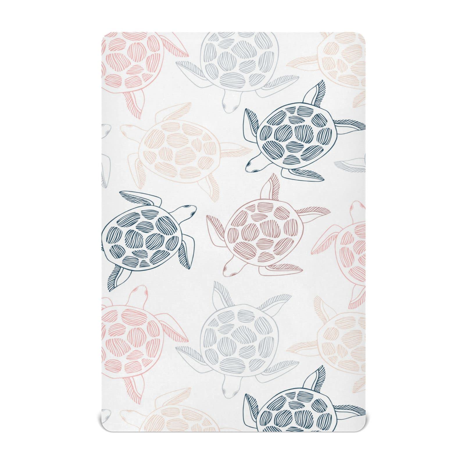 Drap-housse tortue de mer pour berceau standard et lit d'enfant de 68,6x99,1 cm