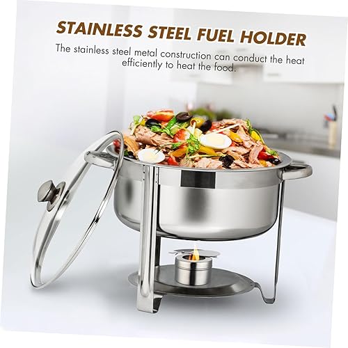 Miniatura 9 de Soporte de combustible para rozaduras de acero inoxidable con tapa, caja de combustible de calor enlatada, bandejas de calentamiento para bufés,