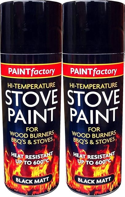 400ML Ultra High Temperature Heat Resistant Matt Black Metal, Wood, Plastic, Ceramic Aerosol Spray Paint Cans for BBQ Grill Stove Engine Exhaust (2)
