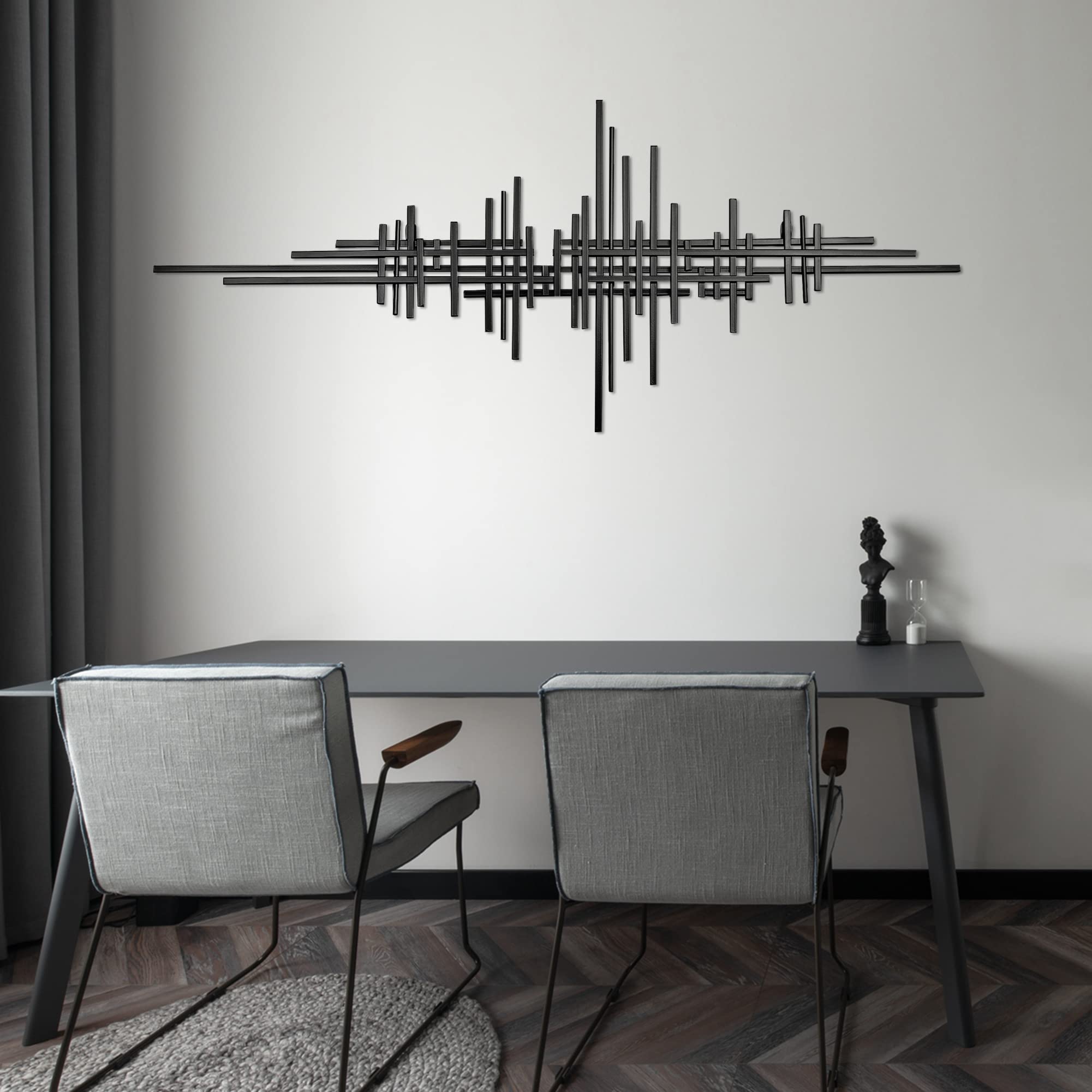 AURTEM Scultura decorativa da parete geometrica in metallo da appendere | Estetica astratta decorazione da parete per arredamento camera da letto, casa, ufficio, fattoria e soggiorno