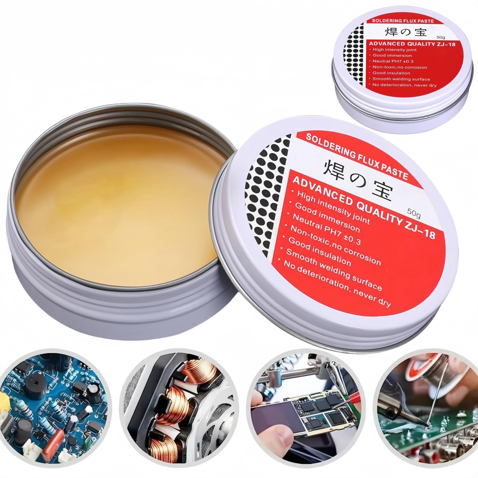 50g Solder Flux Paste,Rosin Solder Flux,Flux Soldering Paste,No-Clean Solder Paste Grease,Electrical Solder Flux Tin Paste,Environmentally Solder Tin Paste,Professional Mechanic Welding Repair Tool