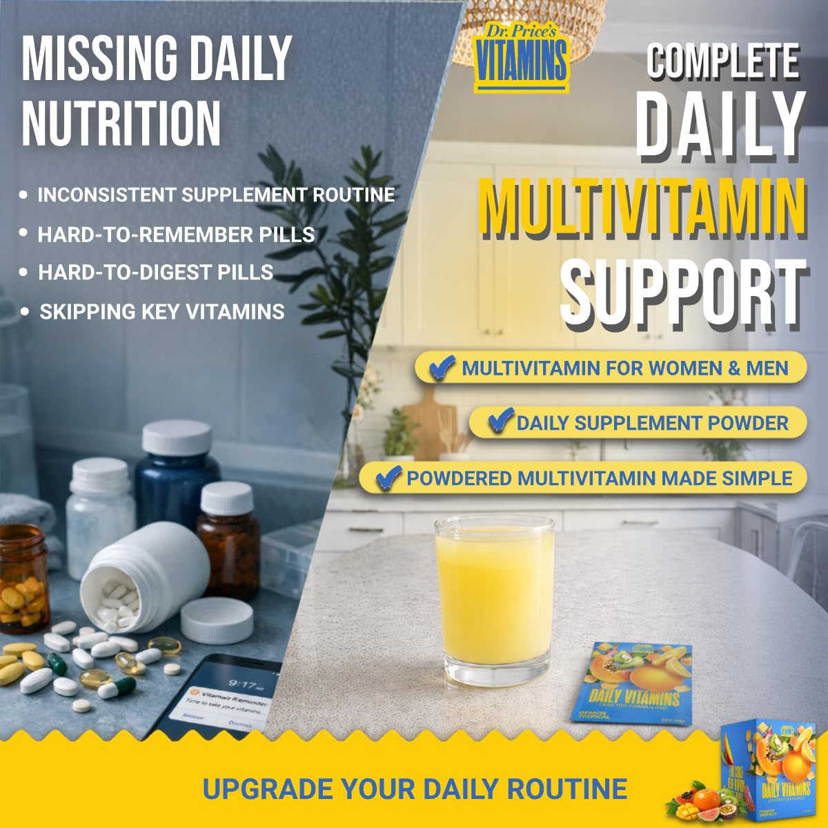 Dr. Price’s Multivitamin Tropical – 30 Servings | Multivitaminico con Vitamina C, Complesso B e Minerali | Drink Mix Senza Zucchero | 30 Bustine