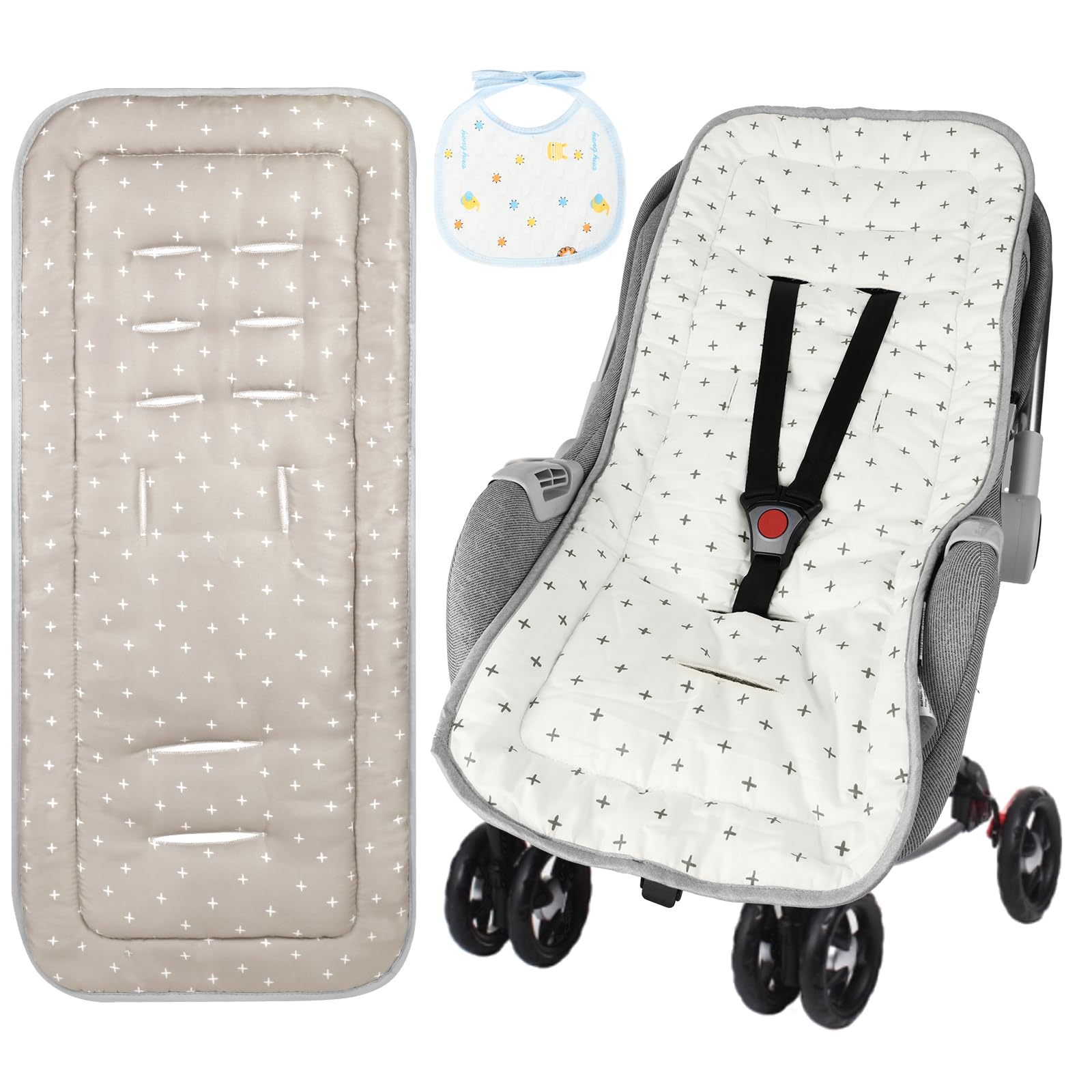 AOGOE Universelle Kinderwagenmatratze, Beidseitig Sitzauflage Weiche Kinderwageneinlage für alle Jahreszeiten, 9 Löcher Bollerwagenmatte kompatibel mit den Meisten Kinderwagen