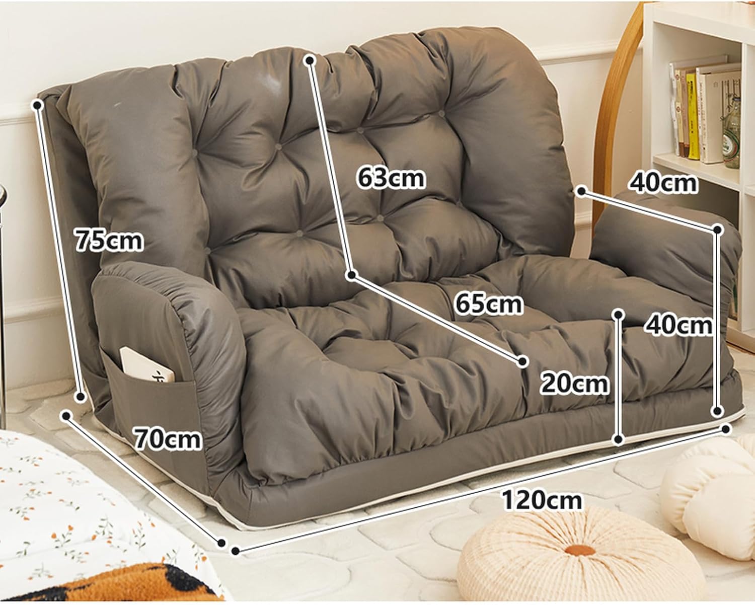 【入荷極小！新作】THLD ソファベッド 折りたたみ ダックグレー 3WAY カウチソファー リビングソファ 折りたたみソファー 折りたたみベッド 一