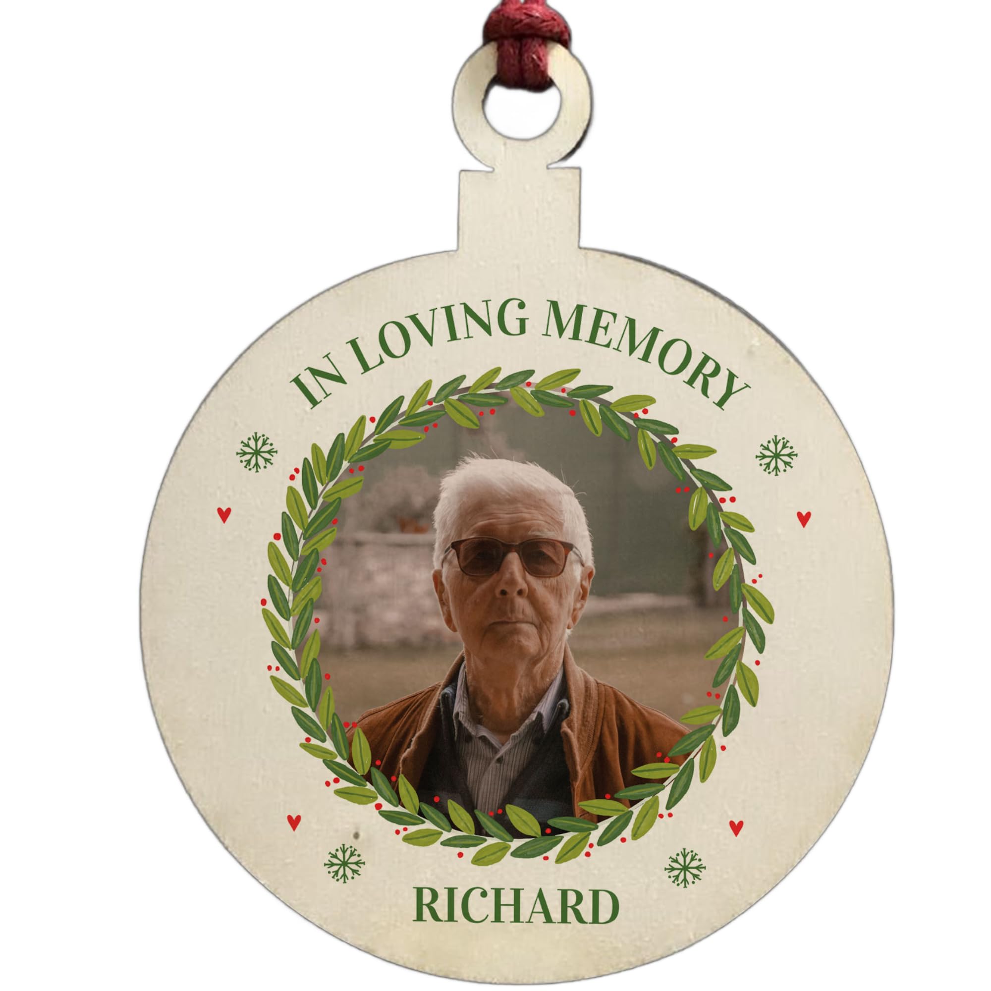 Personalised Photo Rememberance Memorial Gift For Dad Grandad Wooden Tree Decoration