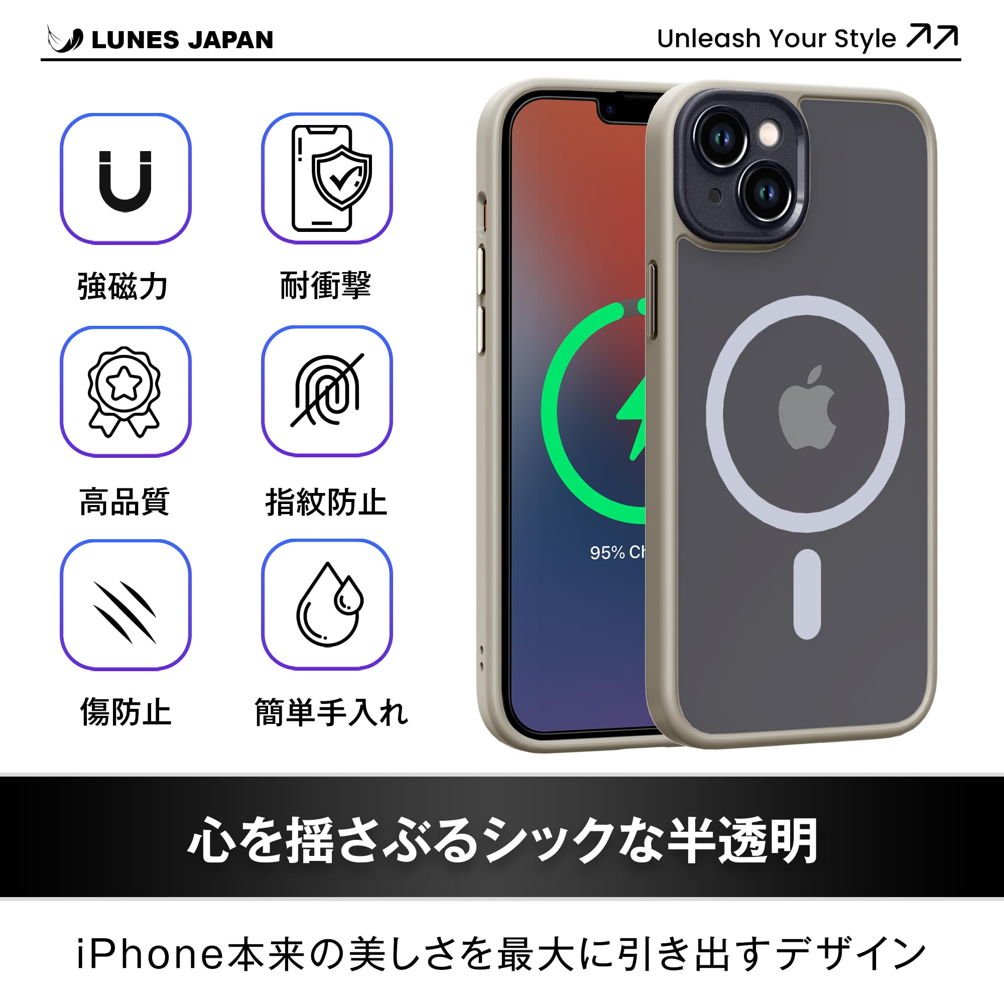Amazon.co.jp: LUNES iPhone 14 ケース Magsafe対応 アイフォン14