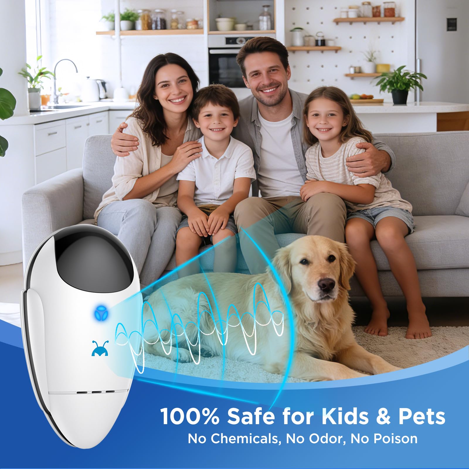 Neatmaster 2026 Repellente ultrasonico migliorato per parassiti e insetti, repellente interno, controllo dei parassiti per scarafaggi, roditori, insetti, zanzare, topi, ragni, formiche, repellente