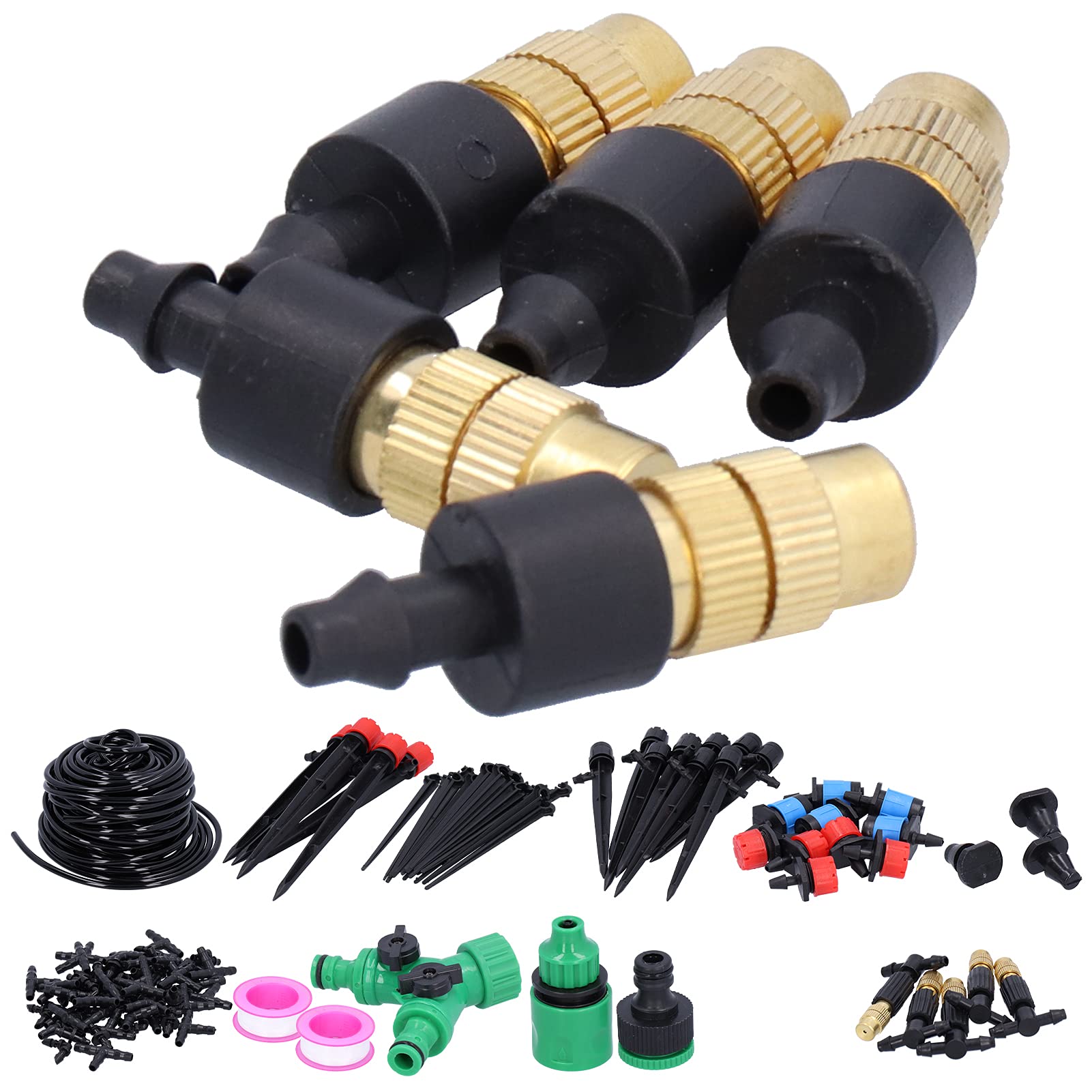 di irrigazione da giardino da 25 metri, kit di attrezzature per irrigazione a microgoccia, ugelli e gocciolatori regolabili per orto, prato, terrazza, con risparmio idrico del