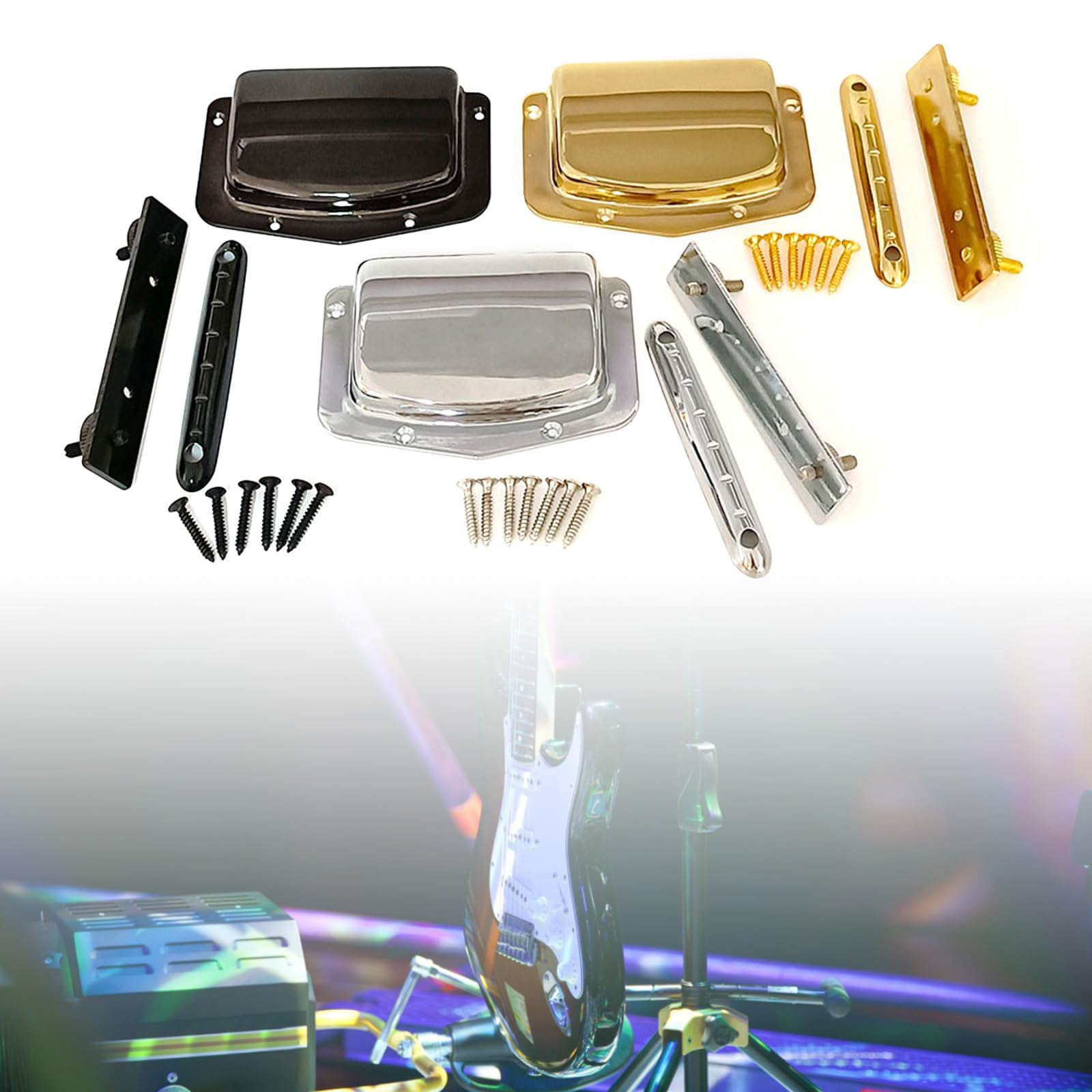 COPLKY Electric Guitar Guitar Bridge Tailpiece with Bridge Alloy Fixed Bridge Tailpiece Guitar Accessories Durbale
