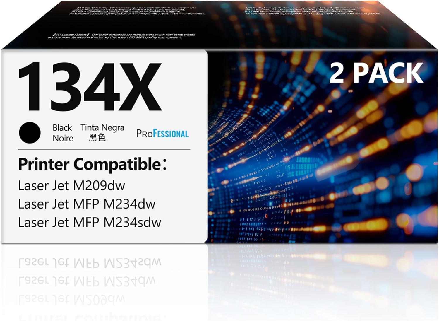 134X Toner Cartridges Black with Chip W1340X Replacement for HP134X 134A W1340X Black Toner Compatible with HP LaserJet Pro M209dw MFP M234dw M234sdw M234sdn Printer Ink 134X (2 Black, Show Ink Level)