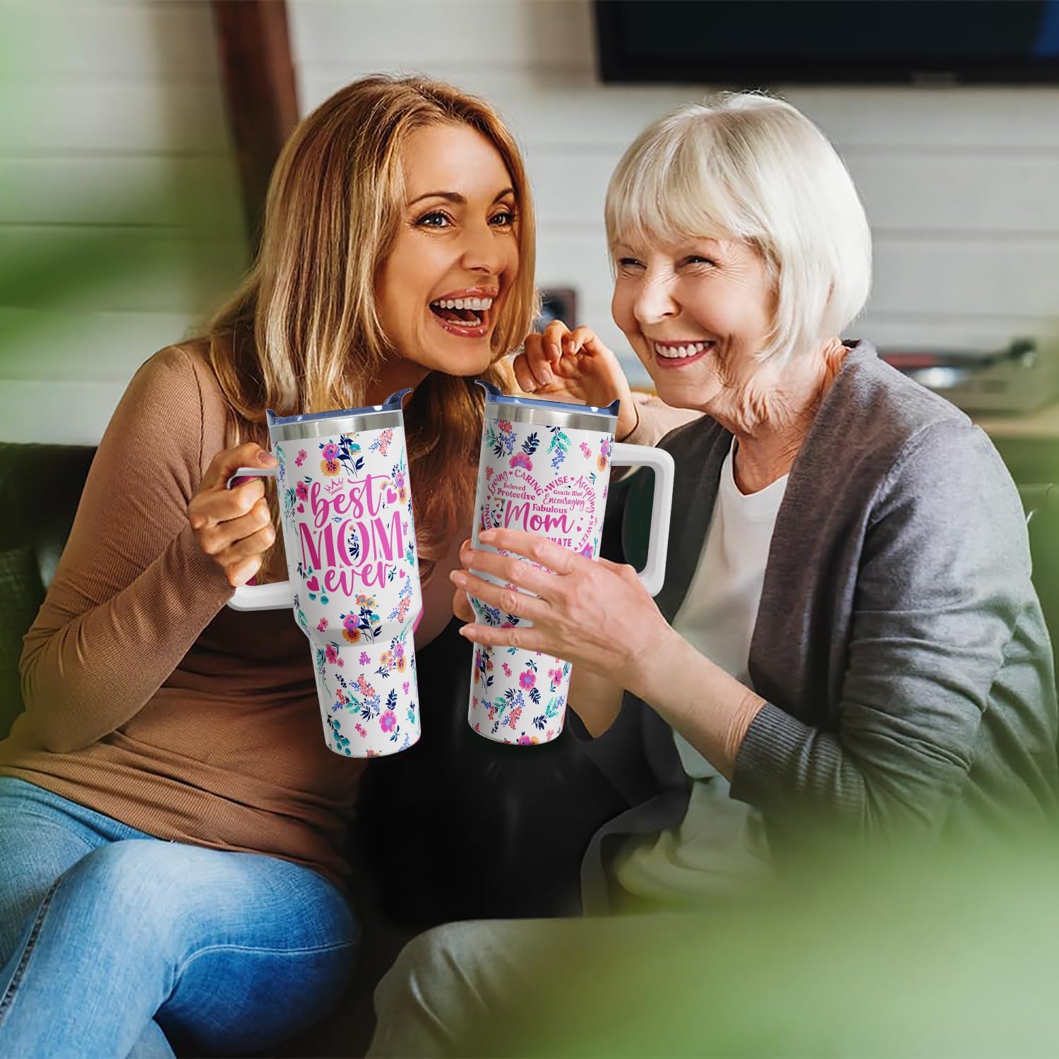 40 oz Best Mom Ever Cup Tumbler with Handle Lid and Straw, Mothers Day Tumblers Cup, Mother's Day Birthday Gifts for Mom, Mama Gifts for Moms - Image 4