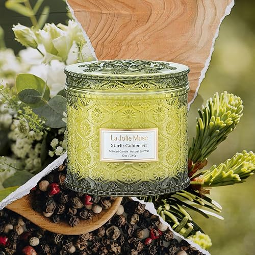 Miniatura 2 de LA JOLIE MUSE Vela de madera de cedro y ciprés, vela de soja grande de 2 mechas para el hogar, regalo de vela navideña, largo tiempo de combustión,