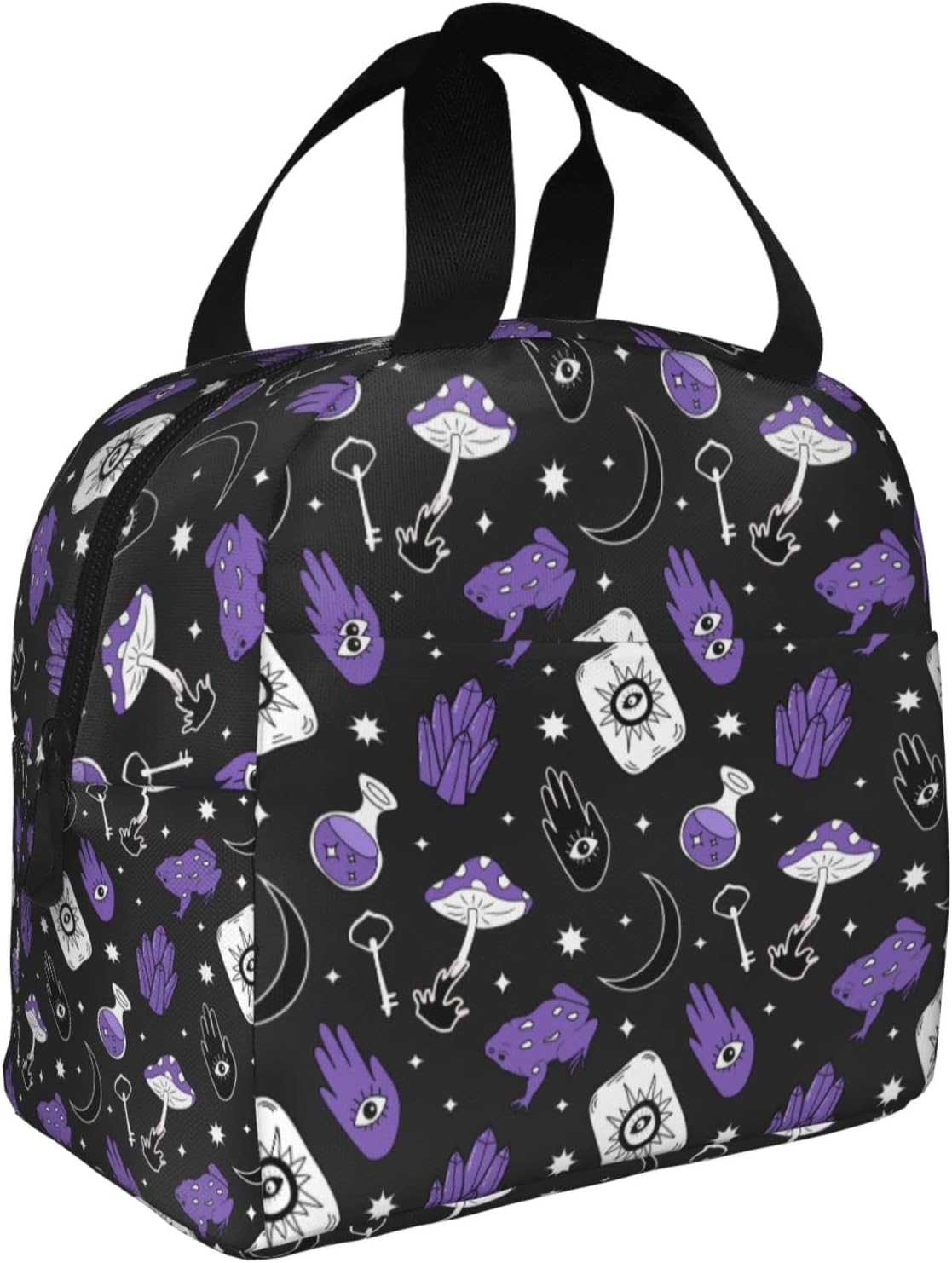 VOOHDDY Halloween Witch Magic Witchcraft Purple Black Insulated Lunch Bag For Men Women Reusable Lunch Box Container Waterproof Portable Cooler Thermal Tote Bag For Work Office Picnic Beach Travel