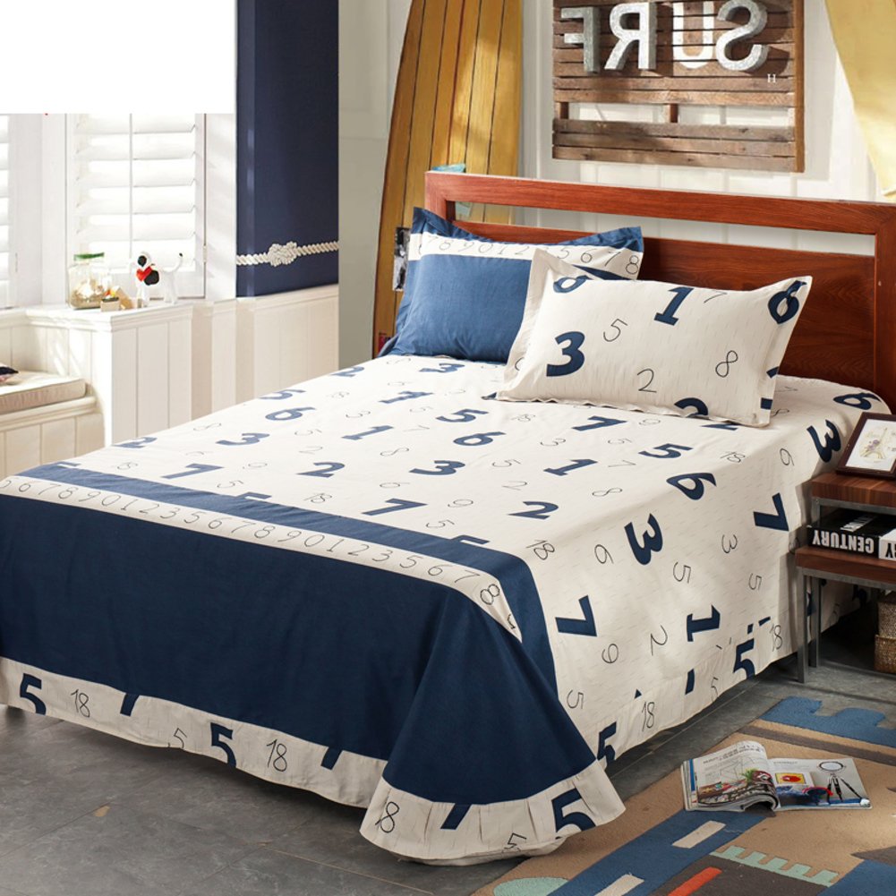 Drap plat 180x240cm en pur coton sergé double respirant confortable