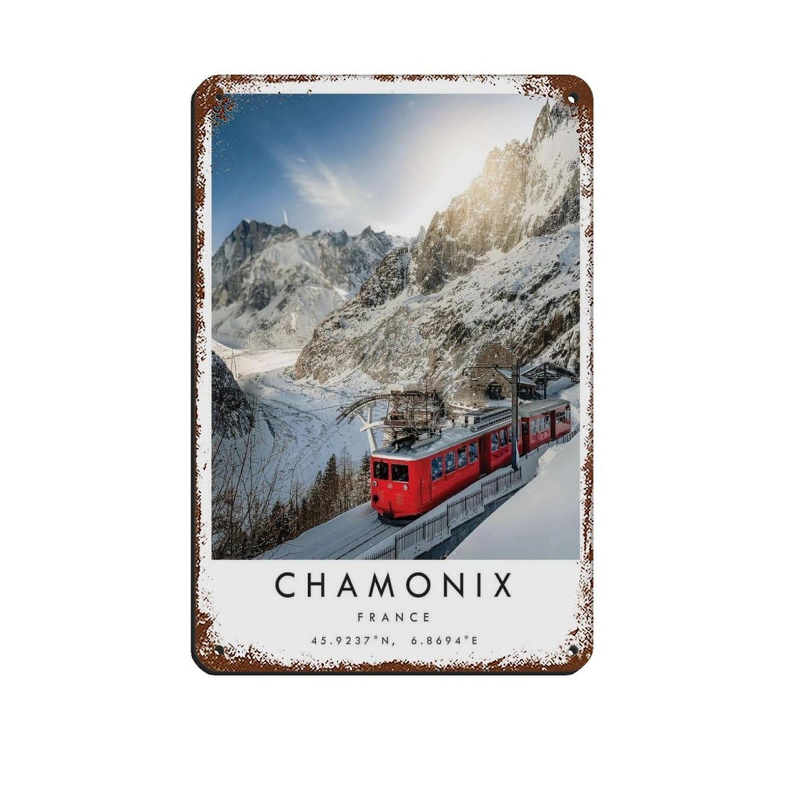 Chamonix Travel, France Poster (48) Retro Poster Metal Tin Sign Chic Art Retro Iron Painting Bar People Cave Cafe Family Garage Poster Wall Decoration 8x12inch(20x30cm)