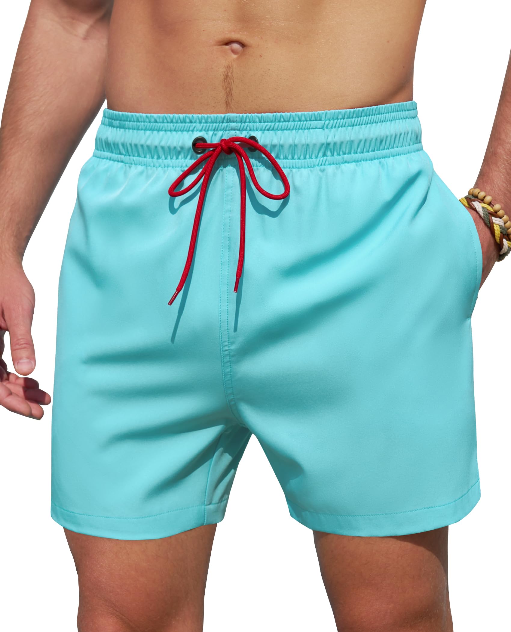 Gleeease Mens Swim Trunks 5 Inch with Mesh Lining Quick Dry Stretch Bathing Suits for Men Board Shorts Men's Swimwear