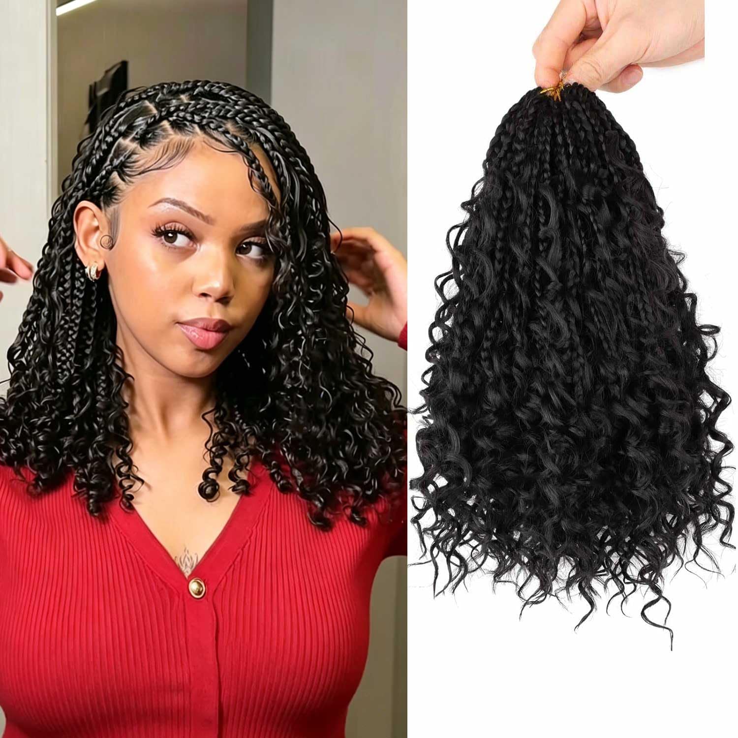 Amazon.com: 8 Packs Crochet Box Braids with Curly Ends Boho Braids
