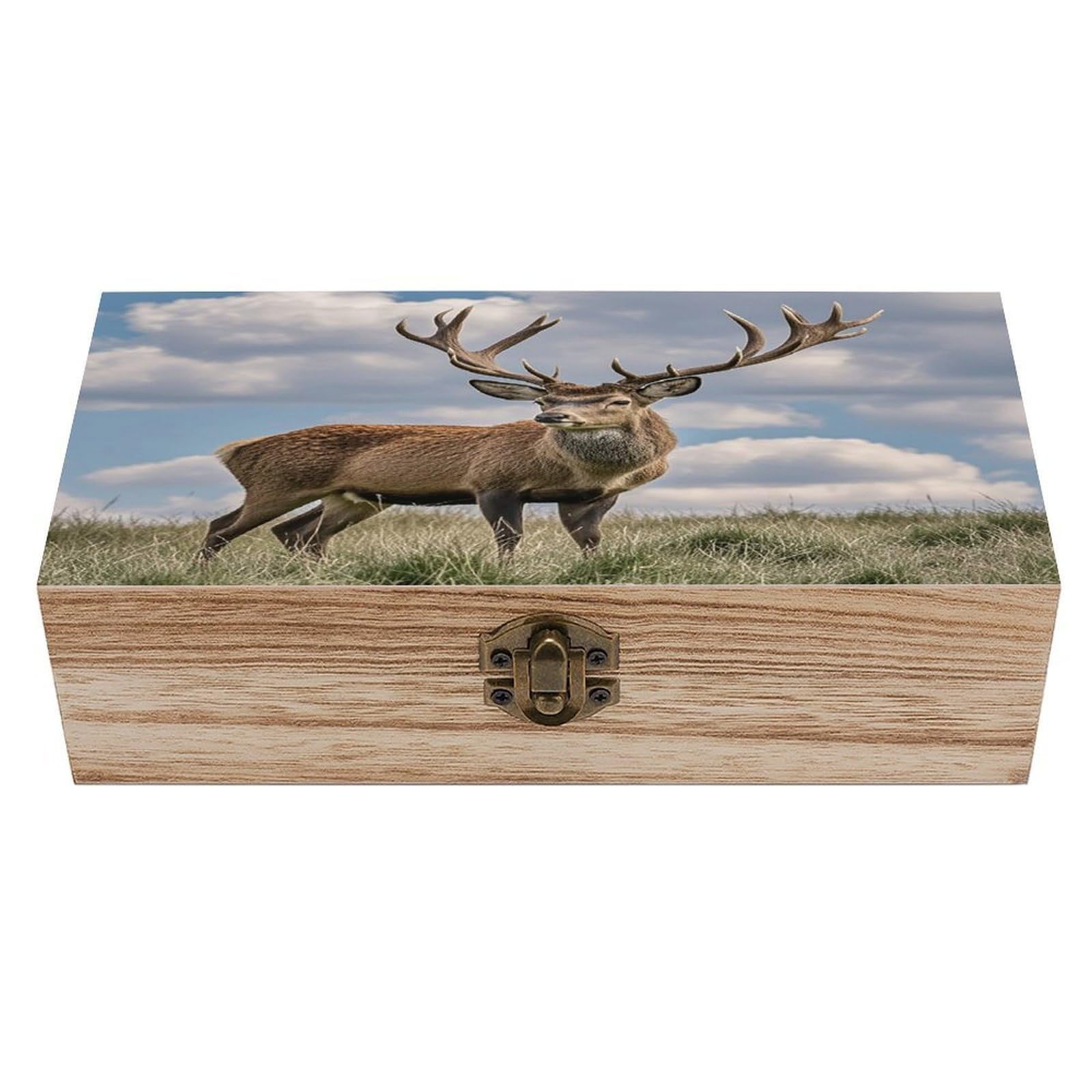 LZQPOEAS Elk Wooden Box Storage Space to Organize Jewelry in A Beautiful Small Storage Box Decorative Card Boxes Memory Treasure Boxes for Crafts And Photo Storage