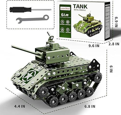 Miniatura 6 de Lucky Doug STEM Building Projects Model Army Tank Set  284 piezas de juguetes de construcción de proyectos STEM para niños de 8 a 12 años, kit de