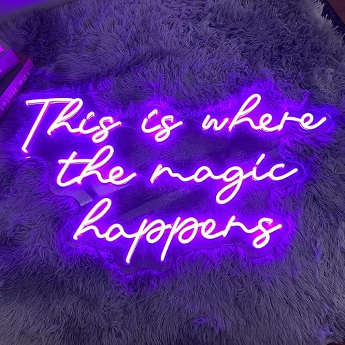 Miniatura 5 de This is Where the Magic Happens - Letreros de neón grandes de 23 pulgadas para decoración de pared letreros de luz LED de neón para despedida de