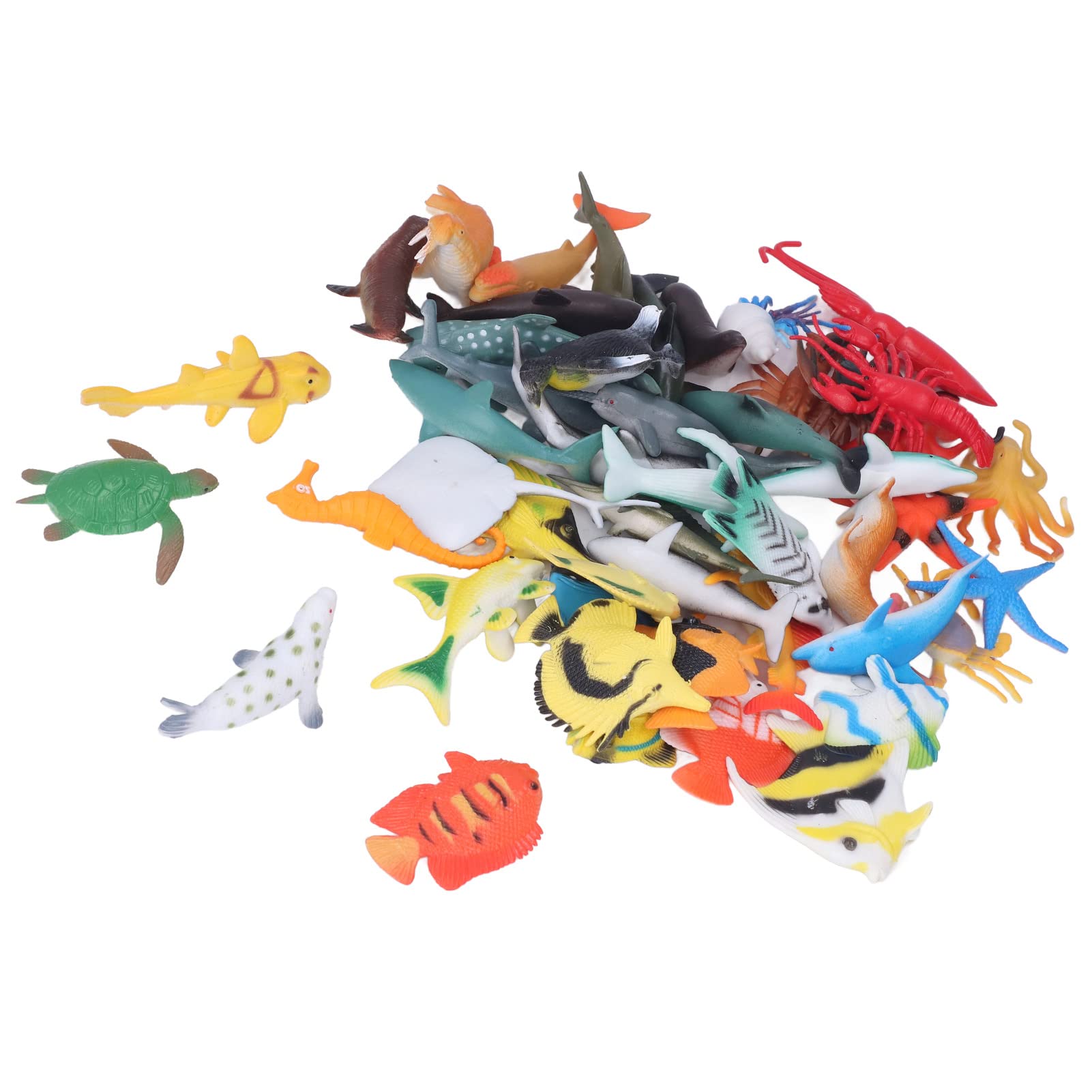 KKPLZZ 48pcs Sea Animals Toys, Non Material Vivid Shapes Mini Tropical Fish Series, with Delicate Details for Kids 4 to 6 Years Old
