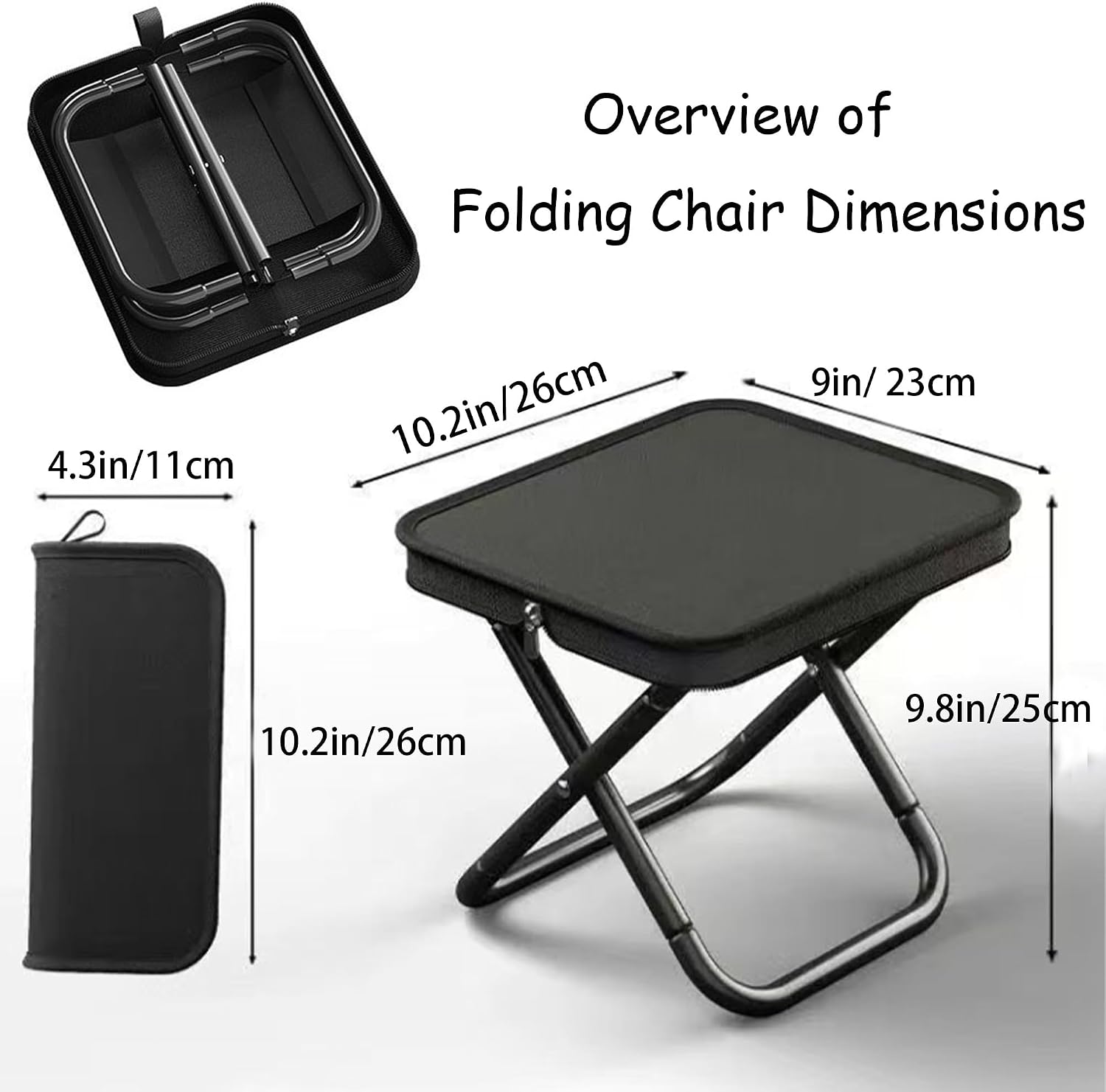 Portable Collapsible Stool Ultralight Portable Seat for Fishing | Mountaineering and Hiking Portable Stools 10.2“ Portable Folding Stools for Beach Hiking Fishing,Foot Stool with Carry Bag