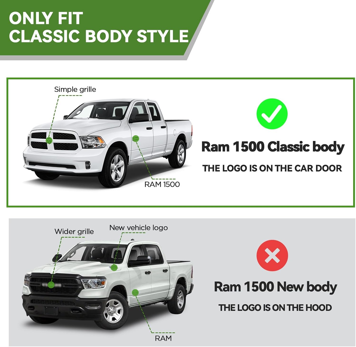 TNMT 6.5" Running Boards Drop Step Compatible with 2009-2018 Dodge Ram 1500 Quad Cab Carbon Steel Side Steps Nerf Bars