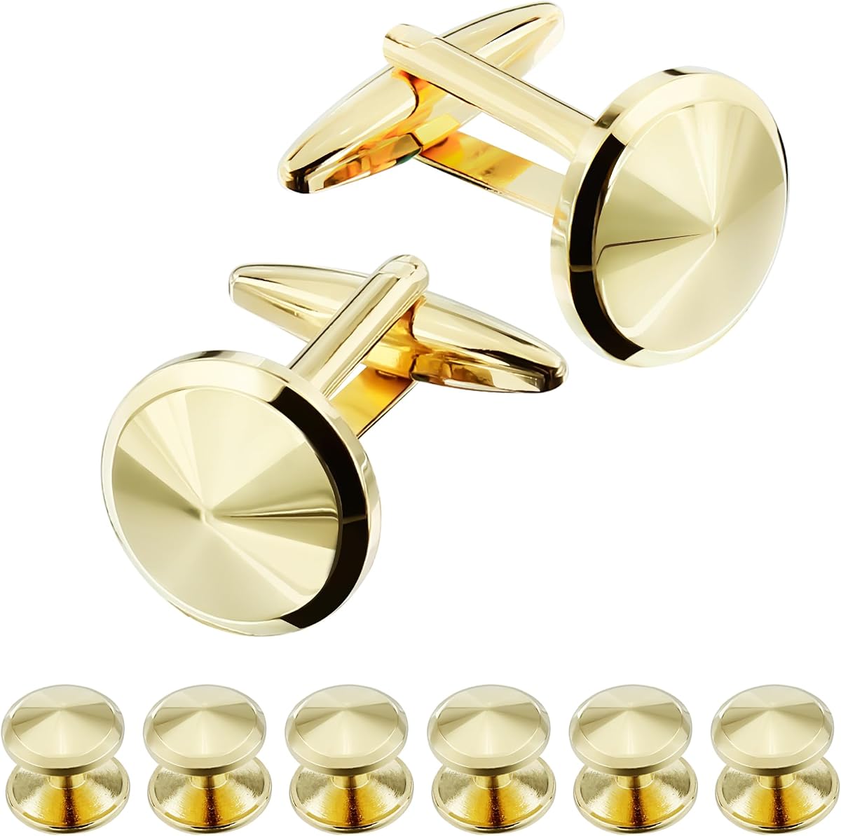HAWSON Men’s Cufflinks and Tuxedo Studs Set with Gift Box, Men’s Jewelry or Accessories Suitable for Black Suit White Shirts Vest and Red Bow tie on Wedding Party Birthday
