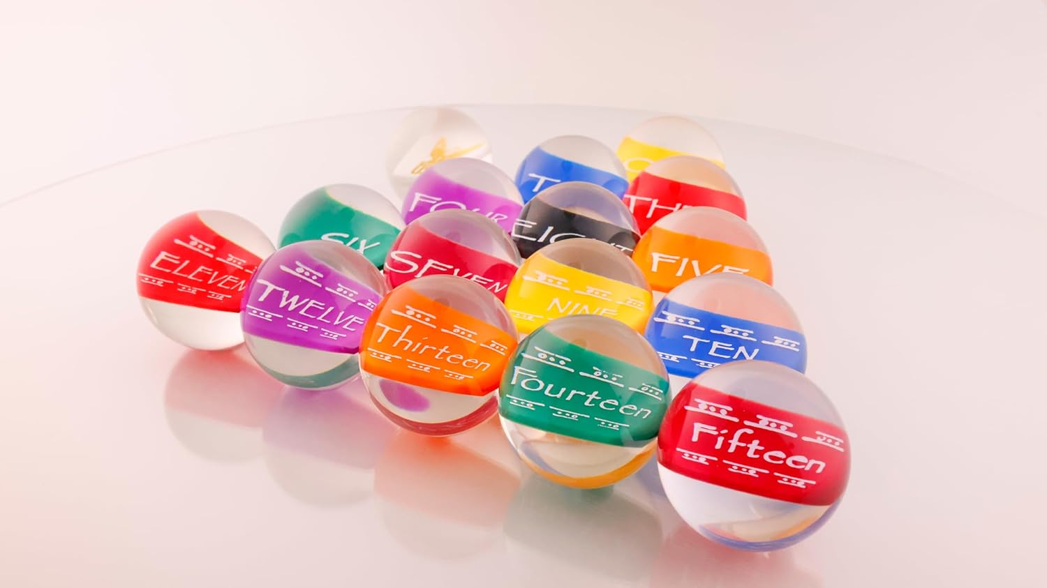 Clear Pool Billiards Balls Set by SRS - Full Set 2-1/4 in. Transparent w/White Print, 4.2oz, 2.25" Diam