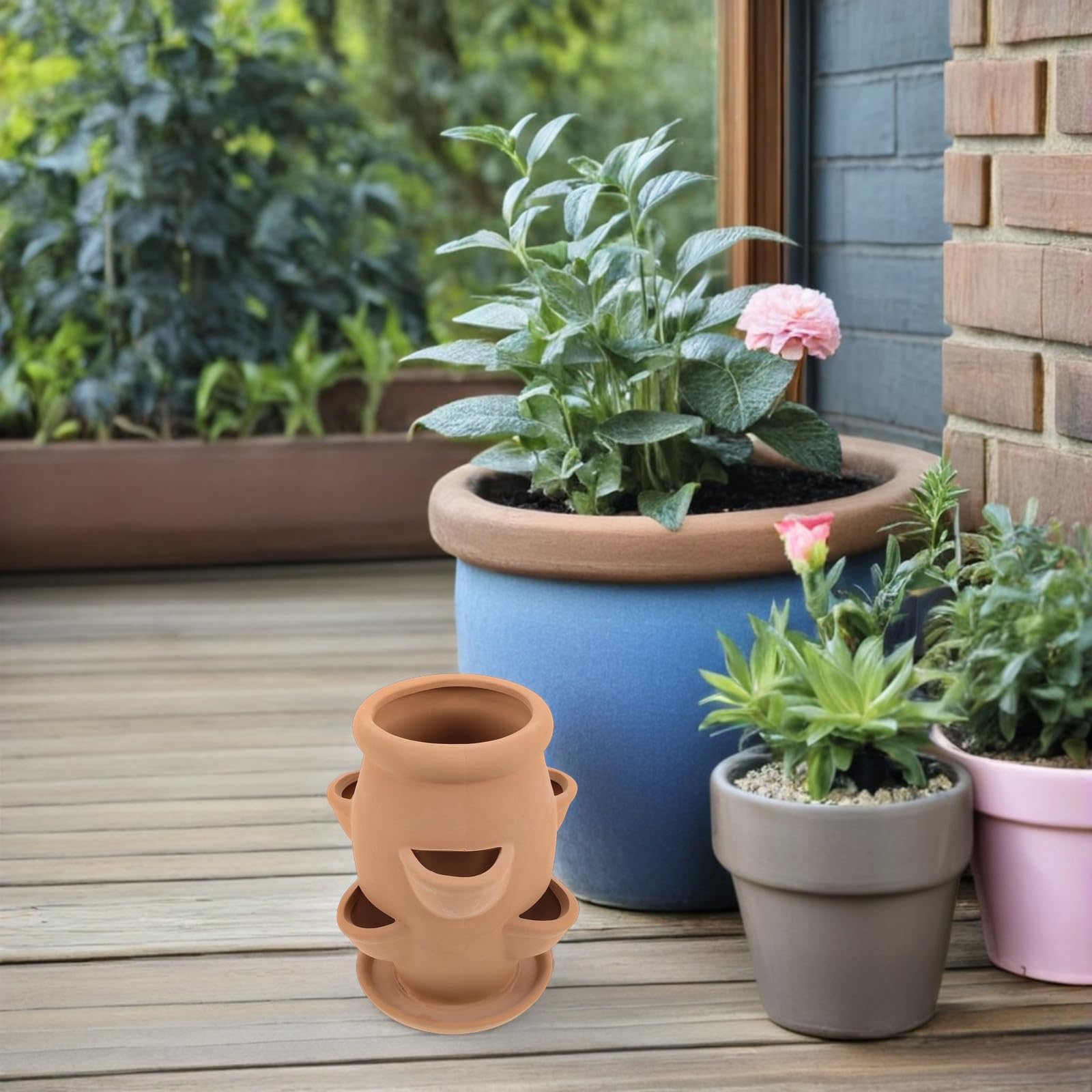Ciieeo Pot de Fleurs en Céramique pour Fraisiers 6 Compartiments – Jardinière Multifonction pour Plantes Grasses – Pot pour Plantes D’Intérieur et Balcon
