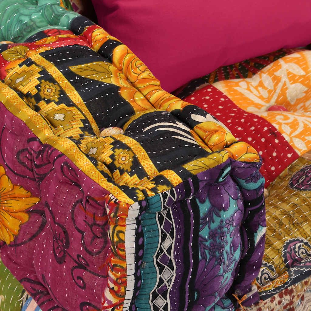 vidaXL Pouf Modulare a 4 Posti Tessuto Patchwork Divano Divanetto Sofà Salone
