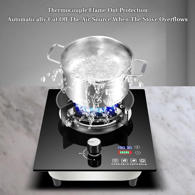 Estufa de Gas con 1 Puesto, Protección de Apagado y Temporizador, para Cocina miniatura 6