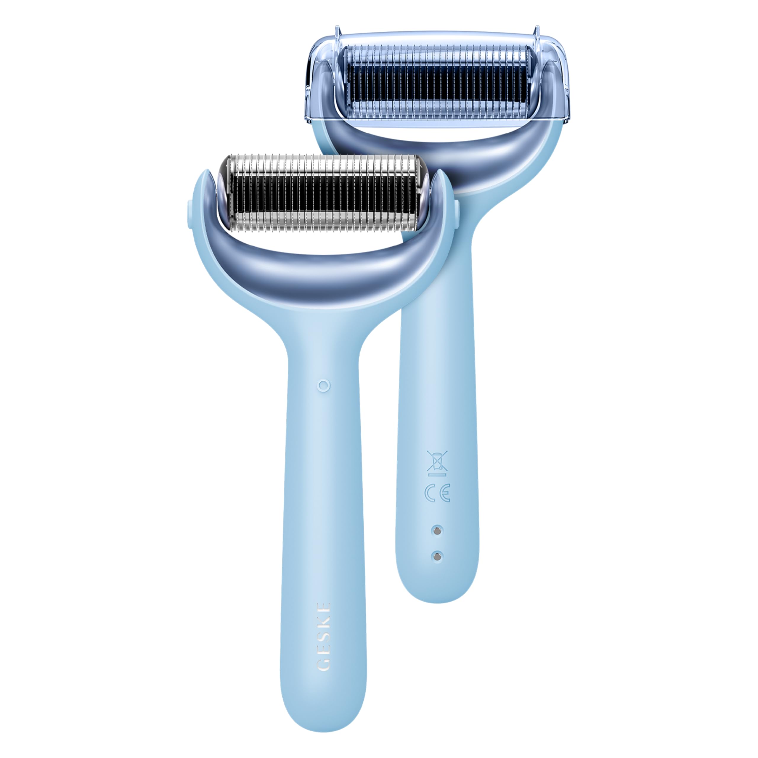 GESKE | SmartAppGuided™ MicroNeedle Face & Body Roller | 9 in 1 | Derma Roller | mit Rosenquartz- & Kühlaufsatz | Elektrisches Microneedling-Gerät | Nadelroller | Beauty Roller für Gesicht und Körper