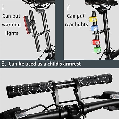 Miniatura 7 de Extensión extensor de manillar doble para bicicleta, aleación de aluminio de 11.8 pulgadas11.8 in, accesorios de soporte de bicicleta súper largo,