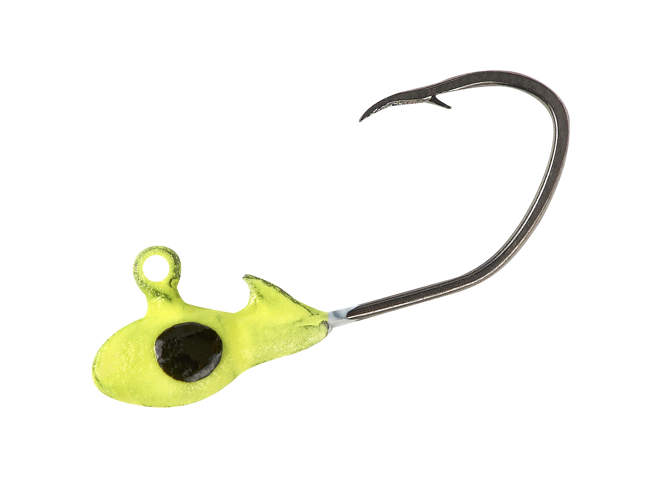 Gene Larew Crappie Pro Overbite Sickle Mo' Glo Glow-in-The-Dark Jig Heads for Soft Plastic Crappie Fishing Baits, Accessories for Freshwater Fishing, Pack of 10, Mo'Glo Chartreuse, 1/48 oz