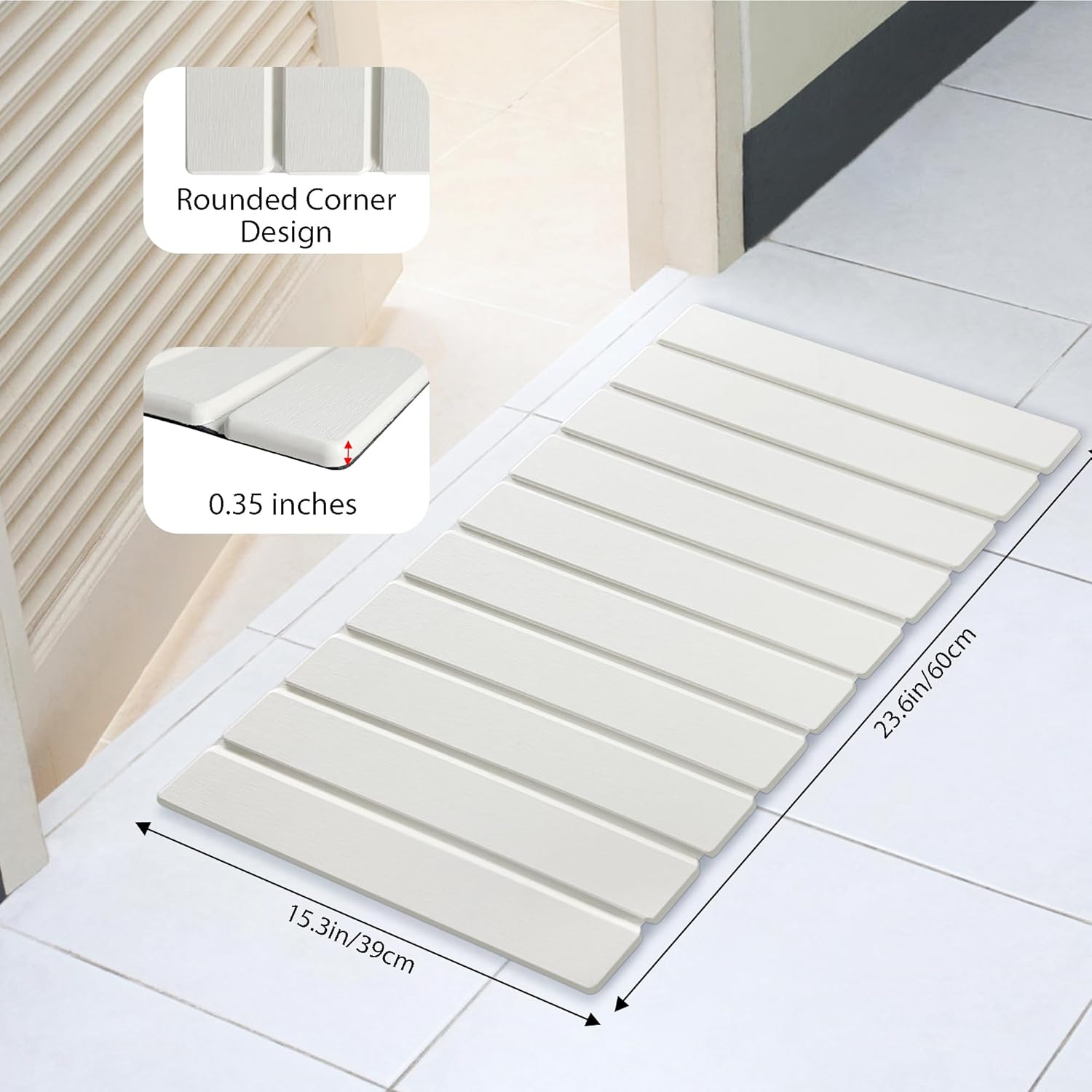 Foldable Stone Bath Mat, Quick Drying Diatomaceous Earth Shower Mat with Non-Slip Rubber Backing, 23.6 x 15.4 inch, Super Absorbent Stone Mat for Bathroom Floor, Easy to Clean - Image 2