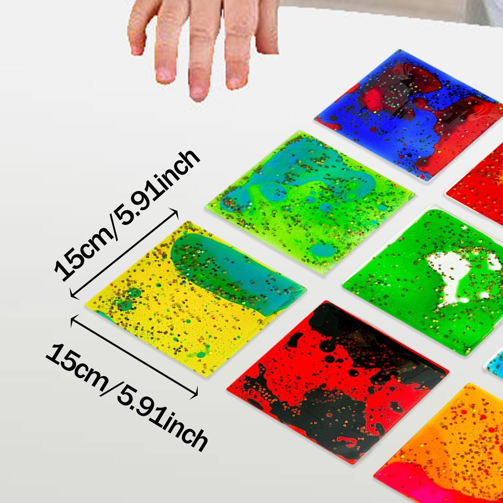 perfeclan 12 Stücke sensorisches weiches Gel flüssiges Spielzeug, Flüssigbewegungsspielzeug, Osterkorb Stuff, tragbares beruhigendes Spielzeug für Kinder, Quadrat