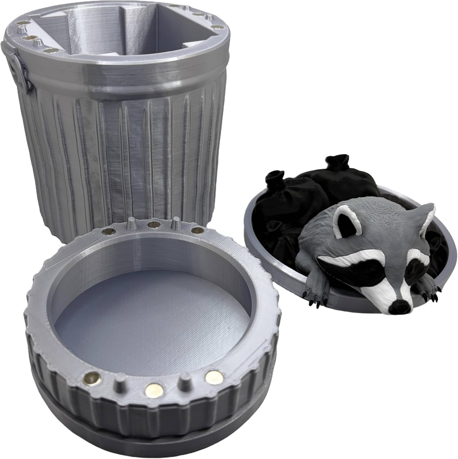 Raccoon Trash Can Card Storage Container Deck Box for MTG Magic Bloomburrow EDH Commander 3D Printed, 7.2H x 4W inches