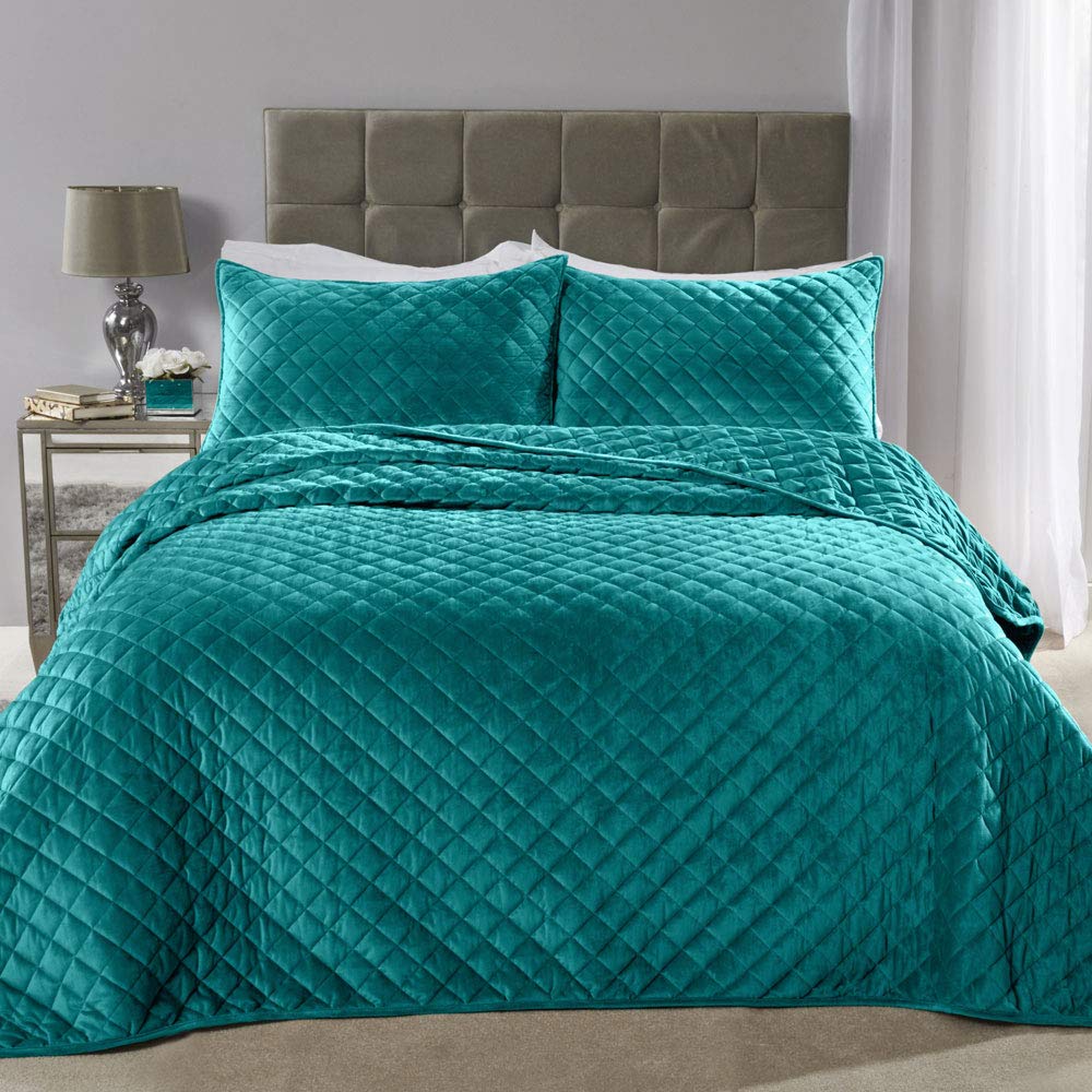 Colcha Emma Barclay azul marino para noches acogedoras en tu cama doble