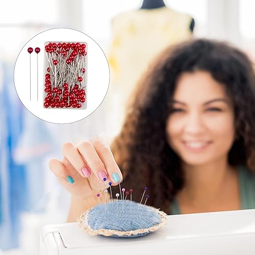 Miniatura 5 de BLMHTWO 1200 alfileres de costura con cabeza de perla, alfileres rectos para coser con caja, alfileres de acolchado con cabeza de vidrio de bola de