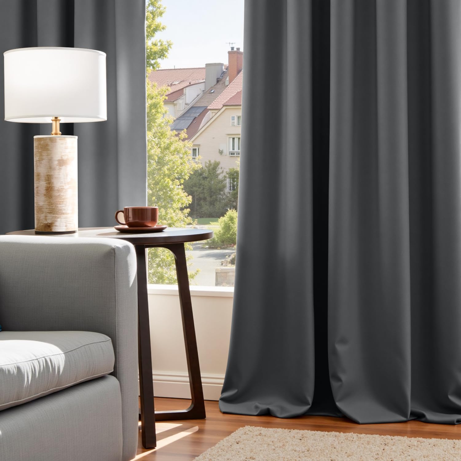 Vangao Rideaux Occultants Lot De 2 Avec Oeillets 140x260cm Noir - Thermiques, Anti-Bruit Et UV Pour Salon Et Chambre