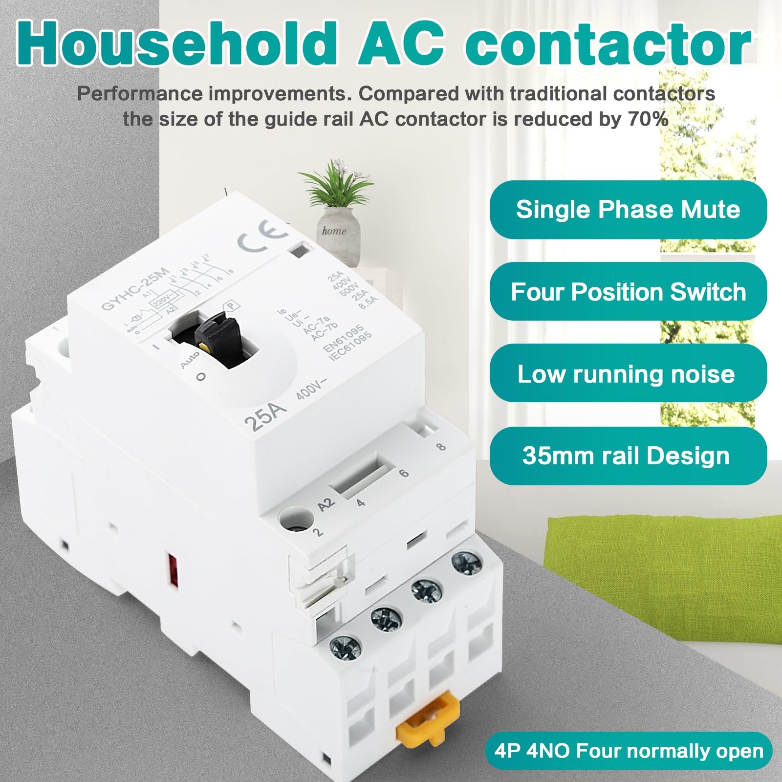 Contattore CA Per Guida DIN - Interruttore Manuale 2P 63A 220V | Per Controllo Luci E Motori Domestici - Foto 9