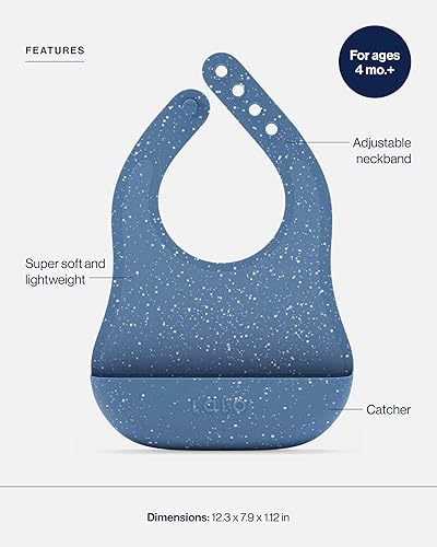 Vista 9 de Lalo The Bib - Babero de silicona impermeable y no tóxico con banda ajustable para el cuello y recogedor de bolsas de alimentos de silicona, juego