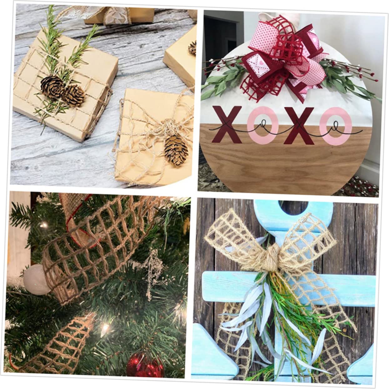 NUOBESTY 4stücke Burlap Dekoband Für Weihnachten Juteband Mit Draht Für Diy Hochzeiten Und Bastelprojekte Fach Lagig Rustikal Und Vielseitig Einsetzbar Für Blumenarrangements Und
