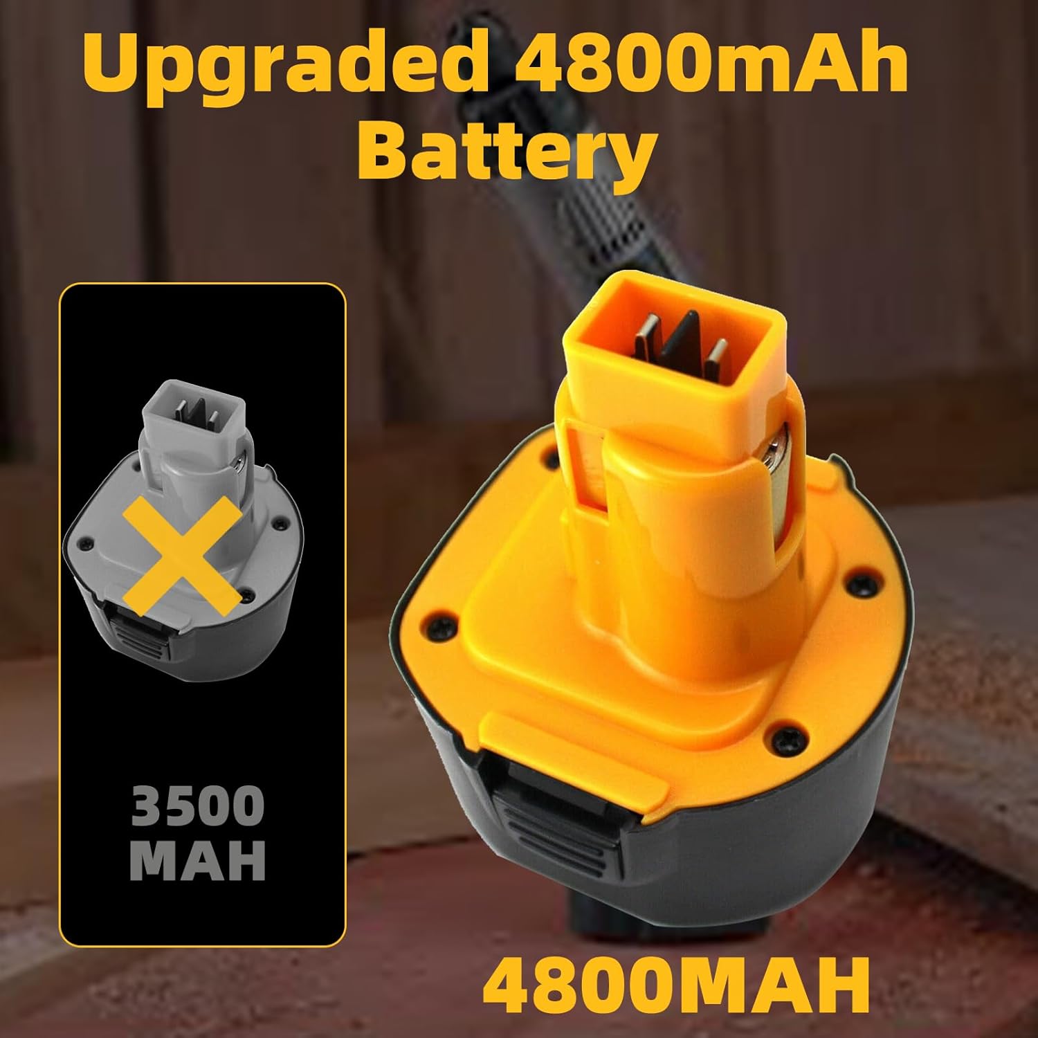DW9057 4800mAh 7.2V Ni-MH Battery Replacement for Dewalt 7.2V Battery DW9057 DE9057 DE9085 DW920K DW920K2 DW925K DW925K2 DW968K 2Packs